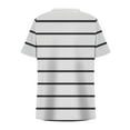 thumbnail image 3 of Lmnyox Plus Size Striped Tops Women's Oversized Cross V Neck Blouse Shirts Casual Short Sleeve Summer Tees, 3 of 6