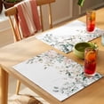 thumbnail image 4 of Eucalyptus Floral Placemats Set of 6 Spring Summer Botanical Place Mats Indoor Wipeable Table Mats Washable Cloth Dining Table Placemats for Kitchen Holiday Party Home Decor 13x19 Inch, 4 of 9