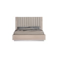 thumbnail image 2 of HomeRoots 60 x 76 x 80 in. King Size High Gloss Beige Upholstered Channeled Headboard Bed Frame, 2 of 9
