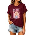 thumbnail image 3 of Dolly Shirt for Women Retro Floral Portrait Graphic Tee Country Music T Shirt Short Sleeve Crew Neck Casual Western Top, 3 of 5
