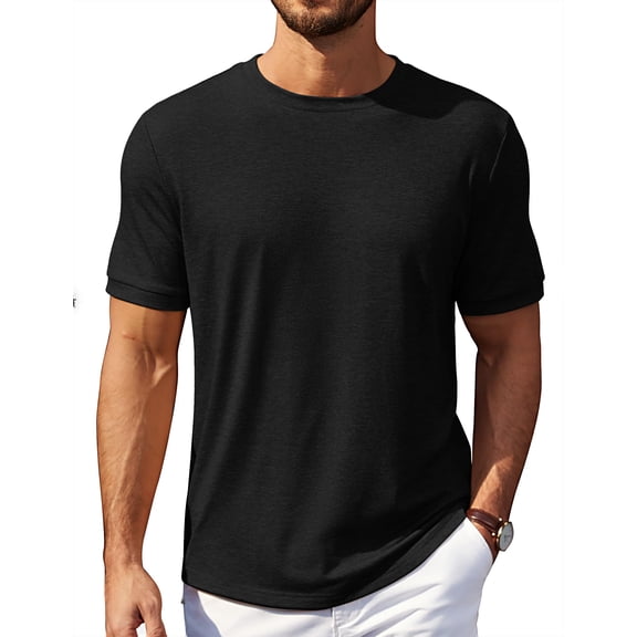 COOFANDY Black T Shirts for Men Summer Basic Short Sleeve Tees Crewneck Plain Casual T Shirts