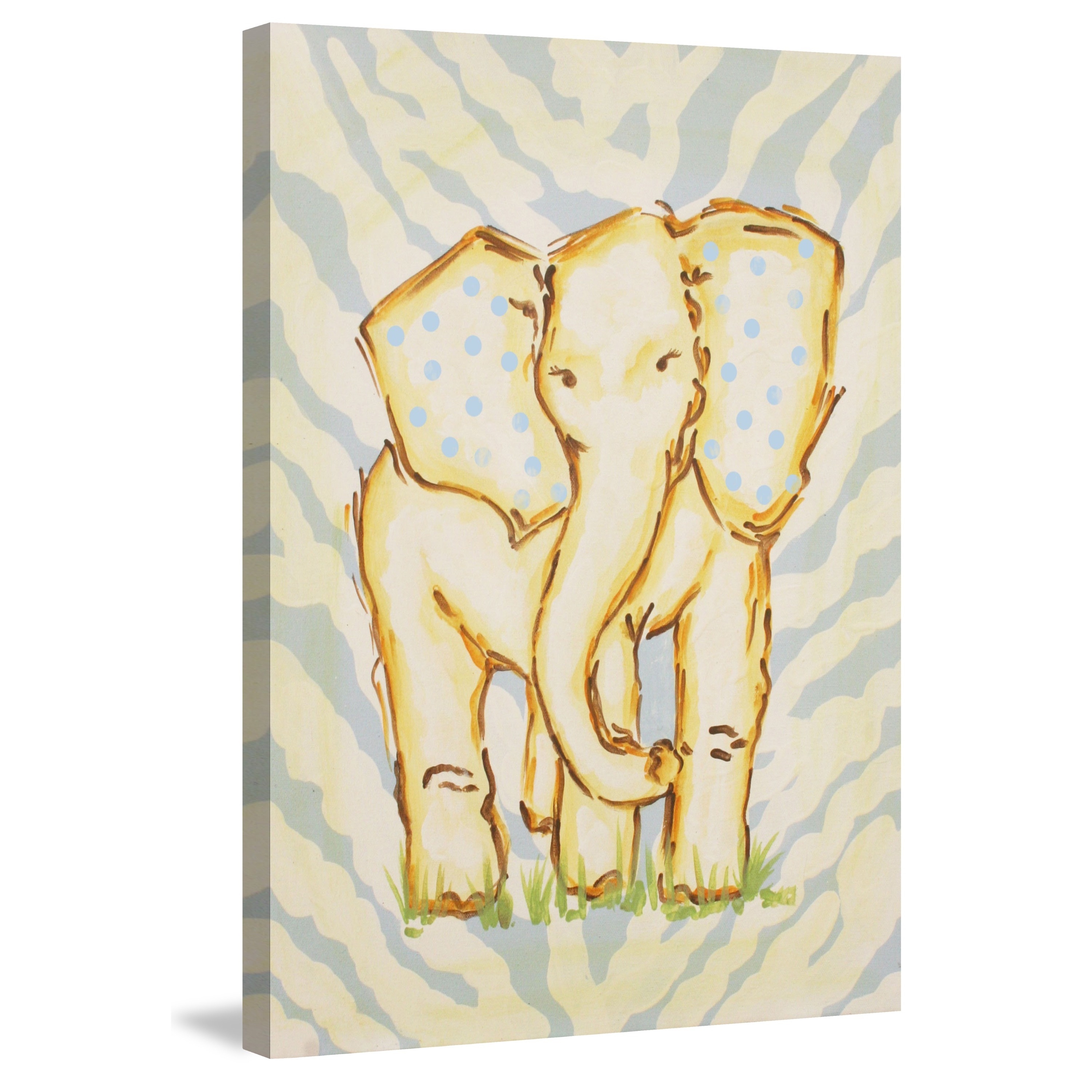 Marmont Hill "Yellow Elephant" by Reesa Qualia Painting Print on Wrapped Canvas