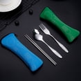 thumbnail image 4 of Sunjoy Tech Cutlery Set with Zipper Bag Stainless Steel Travel Utensils Kit Fork Spoon Chopsticks Durable Storage Pouch for Home Restaurant Outdoor, 4 of 8