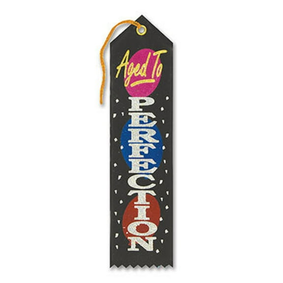 Pack of 6 Black "Aged to Perfection Award" School Award Ribbon Bookmarks 8"