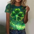 thumbnail image 2 of Lovzfmll Women's St. Patrick's Day Shamrock Print Tee, Short Sleeve Pullover Casual Top, Comfortable Festive Shirt, 2 of 4