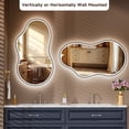 thumbnail image 3 of Hasipu 20"x35" LED Irregular Bathroom Vanity Mirror Asymmetrical Wall Mirror with Lights Cloud Shaped Abstract Decorative Mirror for Living Room, Bathroom, Bedroom & Hallway, 3 of 8