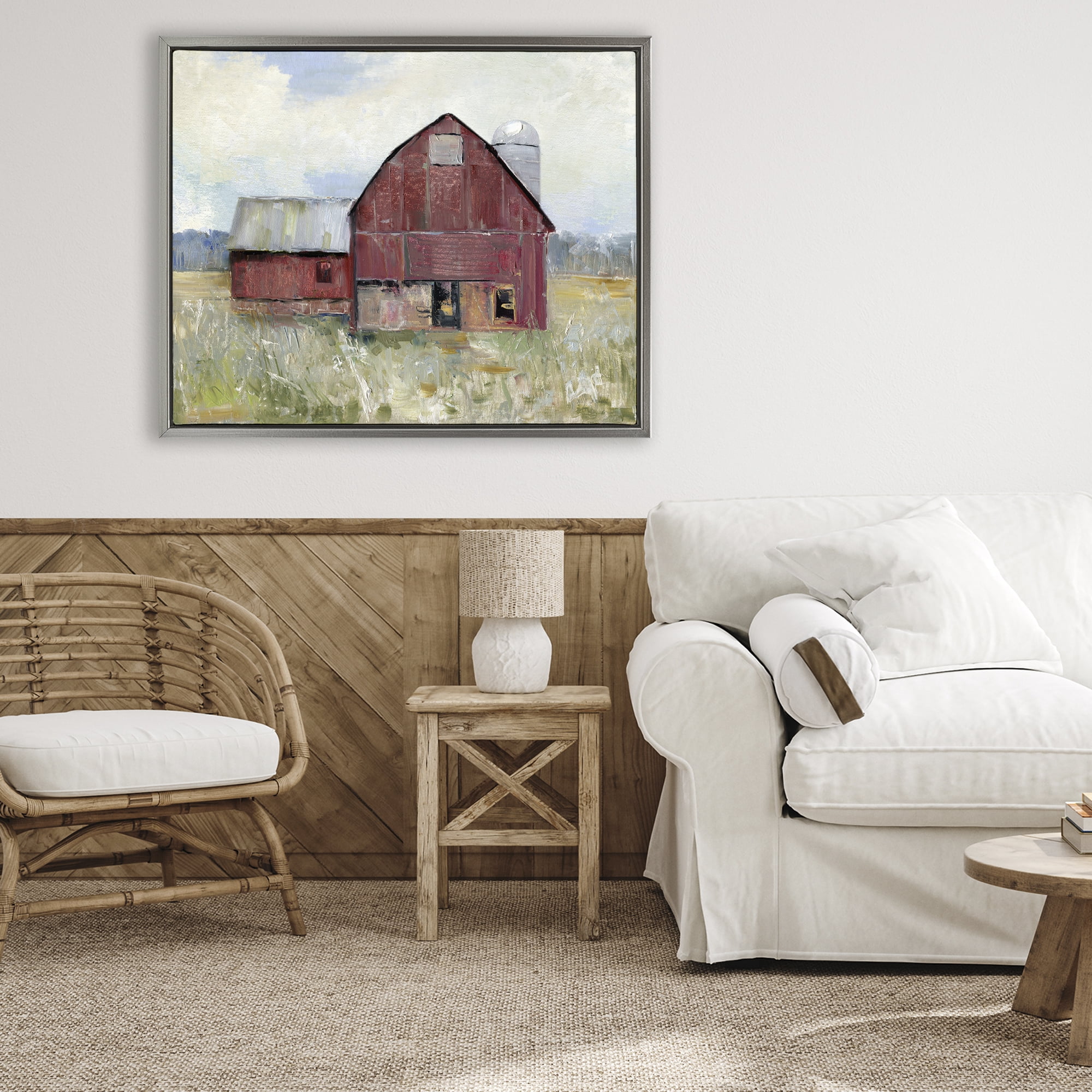 Stupell Industries Red Rugged Barn Gray Framed Floater Canvas Wall Art, design by Sally Swatland