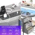 thumbnail image 4 of Jojoka L Shaped Computer Gaming Desk with Power Outlets & LED Lights, Corner PC Desk with 3 Storage Drawers & Monitor Stand, Home Office Desk, Study Desk, Writing Desk, Workstation, Grey, 4 of 7