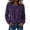 Purple, variant on cocolona Womens Fall Sweater Plus Size Long Sleeve Decorative Buckle Crew Neck Sweaters