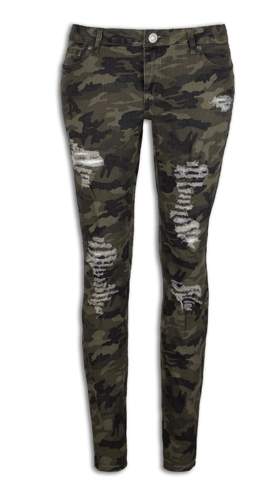 distressed camo jeans