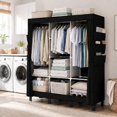 thumbnail image 2 of Portable Closet Wardrobe Closet for Hanging Clothes with 3 Hanging Rods for Bedroom, Non-Woven Fabric Clothes Closet for Living Room Easy Assemble, 2 of 6