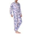 thumbnail image 2 of Naloa Winter With Snowflakes Men’s Pajamas Set - Long Sleeve Button Down Sleep Shirt and Pajama Bottoms Sleepwear Set-Large, 2 of 7