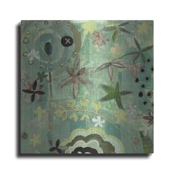 Luxe Metal Art 'Floral Fantasies 1' by Aleah Koury, Metal Wall Art, 12"x12"