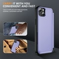 thumbnail image 6 of ShellTech Case for iPhone 14 Plus,Built-in Card Slot Case Shockproof Rubber Hybrid PC Flip Kickstand Heavy Duty Military Grade Armor Cover,Lightpurple, 6 of 8