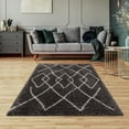 thumbnail image 2 of LBaiet 5' x 7' Gray and White Geometric Diamond Rectangular Shag Area Throw Rug, 2 of 4
