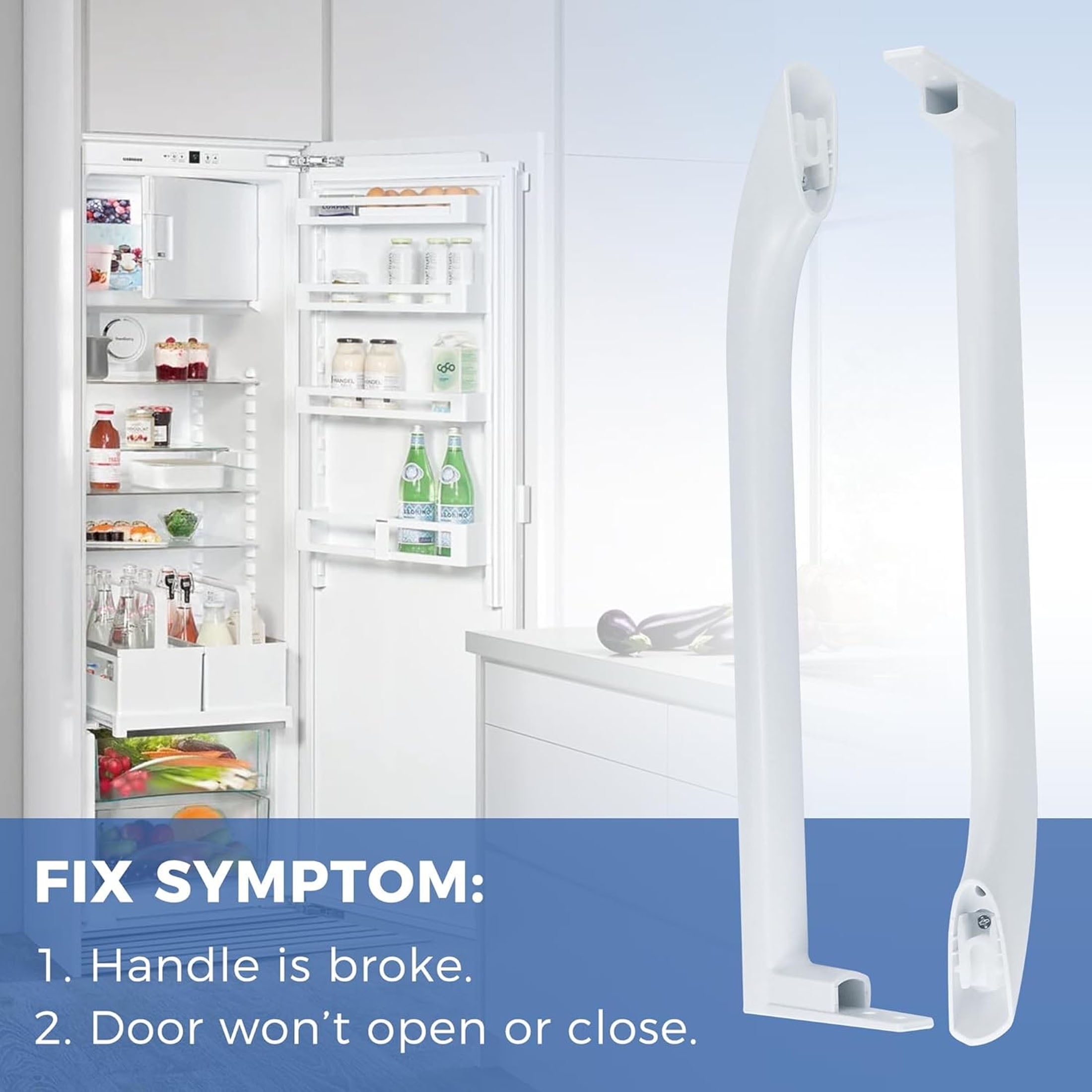 Refrigerator Door Handle Set 5304486359 5304506469 Compatible with Frigidaire Replaces 5304504507 242059501 242059504,White (2 pack)