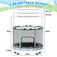 thumbnail image 4 of MOOSENG Round Kids Trampoline, Bouncing Trampoline with Safety Enclosure Net, Adjustable Height Handrail, 500lbs Capacity, Designs for Boys & Girls, 7-in-1, 55” (Blue Football), 4 of 10