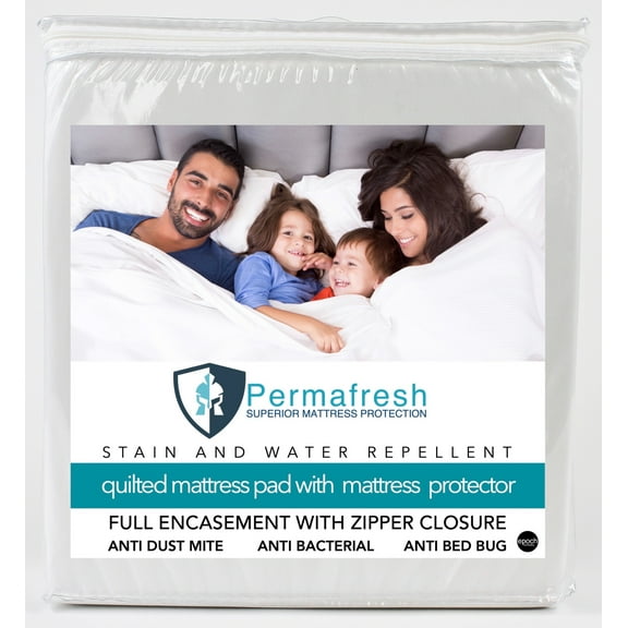 "Permafresh Bed Bug and Dust Mite Control Water-Resistant All-In-1 Mattress Pad and Protector"