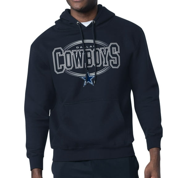 Men's Starter Navy Dallas Cowboys Team Track Graphic Pullover Hoodie
