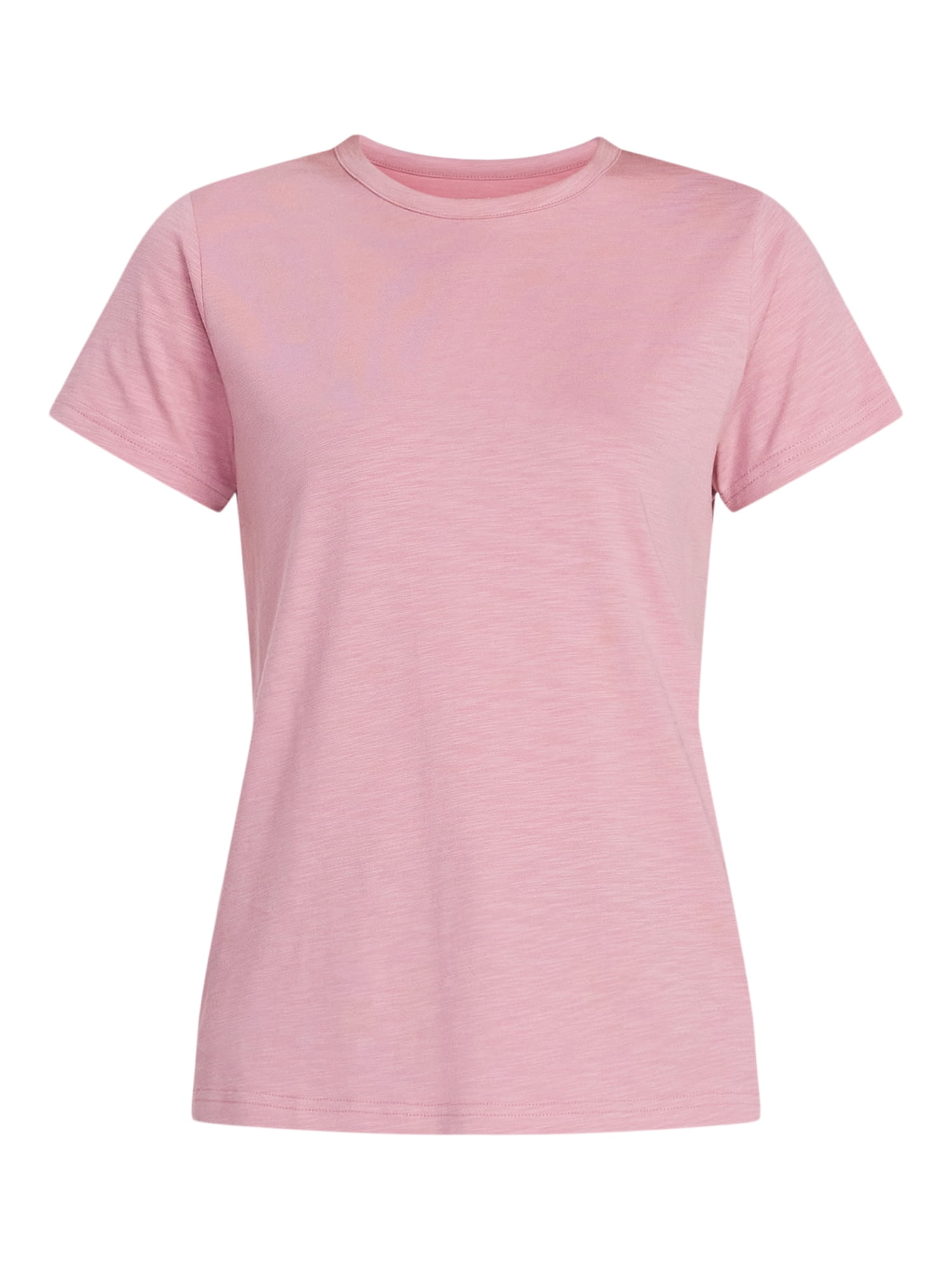 Time and Tru Women's Slub Crewneck Tee with Short Sleeves, Sizes XS-XXXL