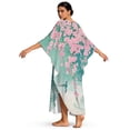 thumbnail image 2 of SEANATIVE Beach Kaftan Dress for Women Caftan Cover Up Bathing Suit Coverups Plus Size Kaftan Dress with Kimono Batwing Sleeves Casual Women Outfits, Hummingbird Floral Pink Green, 2 of 7