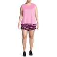 thumbnail image 2 of Reebok Women's Plus Size Printed Essential Running Shorts with Pockets, 2 of 5