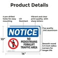 thumbnail image 2 of (2 Pack) No Pedestrians Forklift Traffic Only OSHA Notice Sign 14 Inch X 10 Inch Indoor / Outdoor Rust-Free Aluminum Metal Signs for Workplace, Workshop, and Construction Site, Made in, 2 of 8