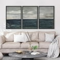 thumbnail image 3 of PixonSign Framed Canvas Print Wall Art Set Storm Cloud Blue Ocean Wave Coastal Seascape Nature Wilderness Illustrations Modern Art Decorative Rustic Relax/Calm Colorful for Bedroom - 16"x24"x3 Black, 3 of 5
