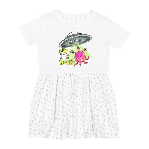 Inktastic Out of This World- Cute Pink Alien Ufo Girls Toddler Dress