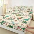 thumbnail image 3 of Castle Fairy Green Dinosaur 4 Pieces Queen Sheet Sets for Children,Merry Christmas Ultra Soft Flat Sheet,Kawaii Animal Queen Fitted Sheet,Microfiber Children Bedroom Decor, 3 of 7
