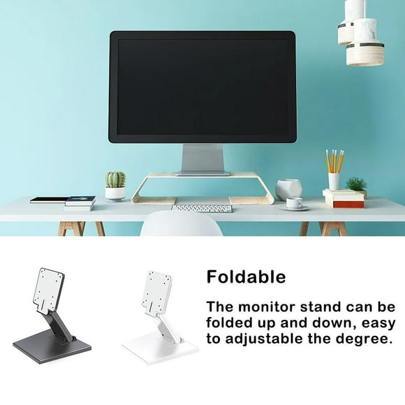 pitrice Support de Moniteur, Support de Bureau Pliable, Étagère pour PC LCD, Montage Vertical, Support Vertical Réglable pour 17-24 Pouces, Blanc