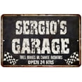 thumbnail image 1 of SERGIO'S Garage Black Grunge Sign 8 x 12 Matte Finish Metal 108120005346, 1 of 1