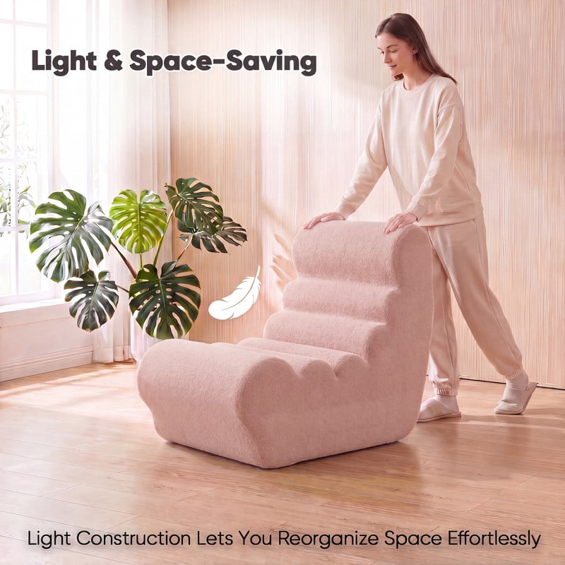 Lacoo Bean Bag Sofa for Adults - Ultra-Soft Lounge Sofa with High-Density Foam Fill, Cozy Floor Chair for Living Room, Bedroom & Dorm,Pink