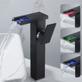 thumbnail image 3 of Bgsha LED Waterfall Faucet Bathroom Faucet with Water Inlet Pipes Cold Hot Mixer Tap, 3 of 4