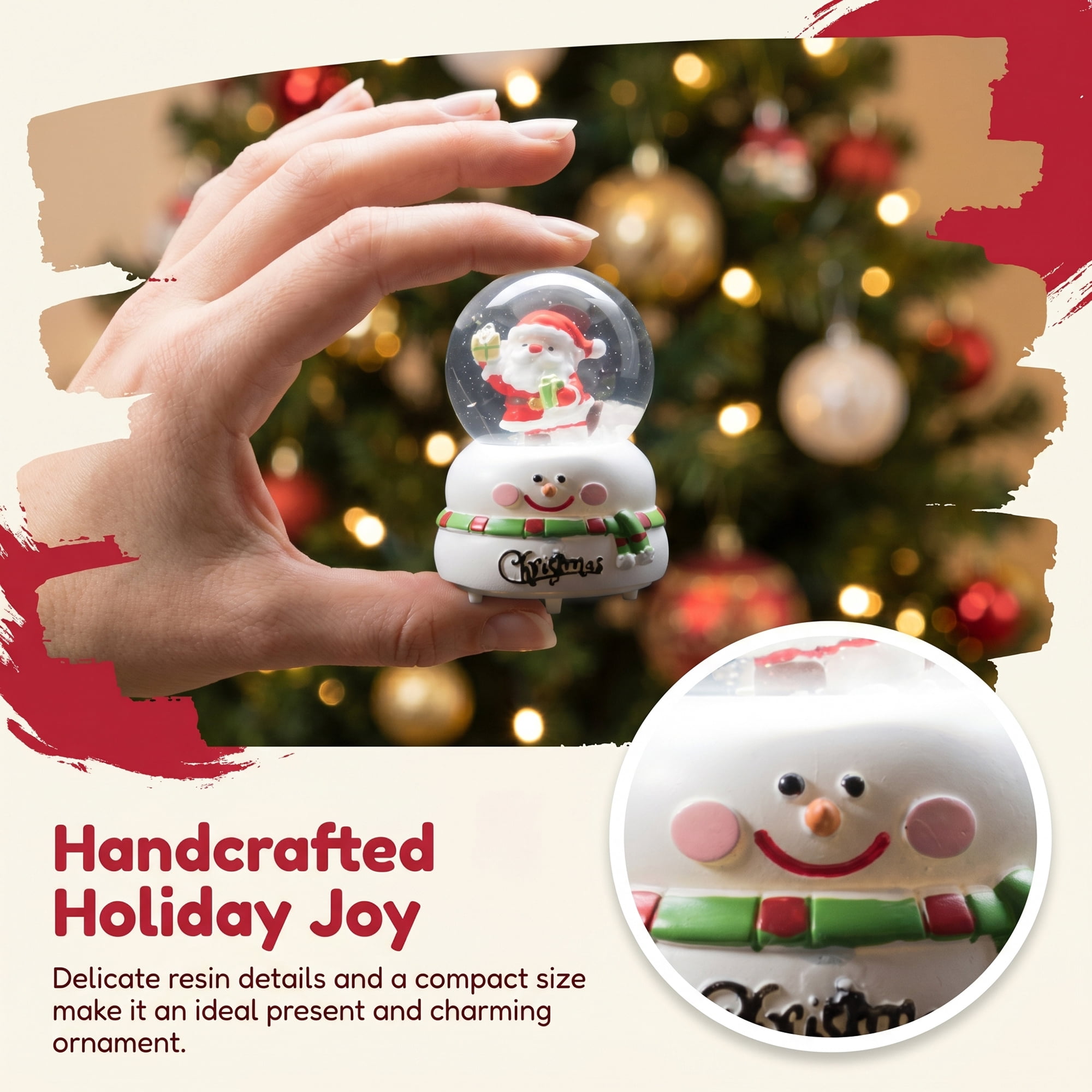 Unique Bargains Light Up Crystal Ball LED Glitter Snow Globe White D 1.8" x 1.8" x 2.7"