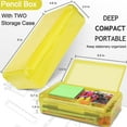 thumbnail image 2 of Double Layer Large Capacity Pencil Box,Plastic Translucent Pencil Box, Hard Pencil Cases with Snap-Tight Lid for Pens, Pencils, Office Supplies,Art Supplies,Medium-sized,1 Pack,Yellow, 2 of 7