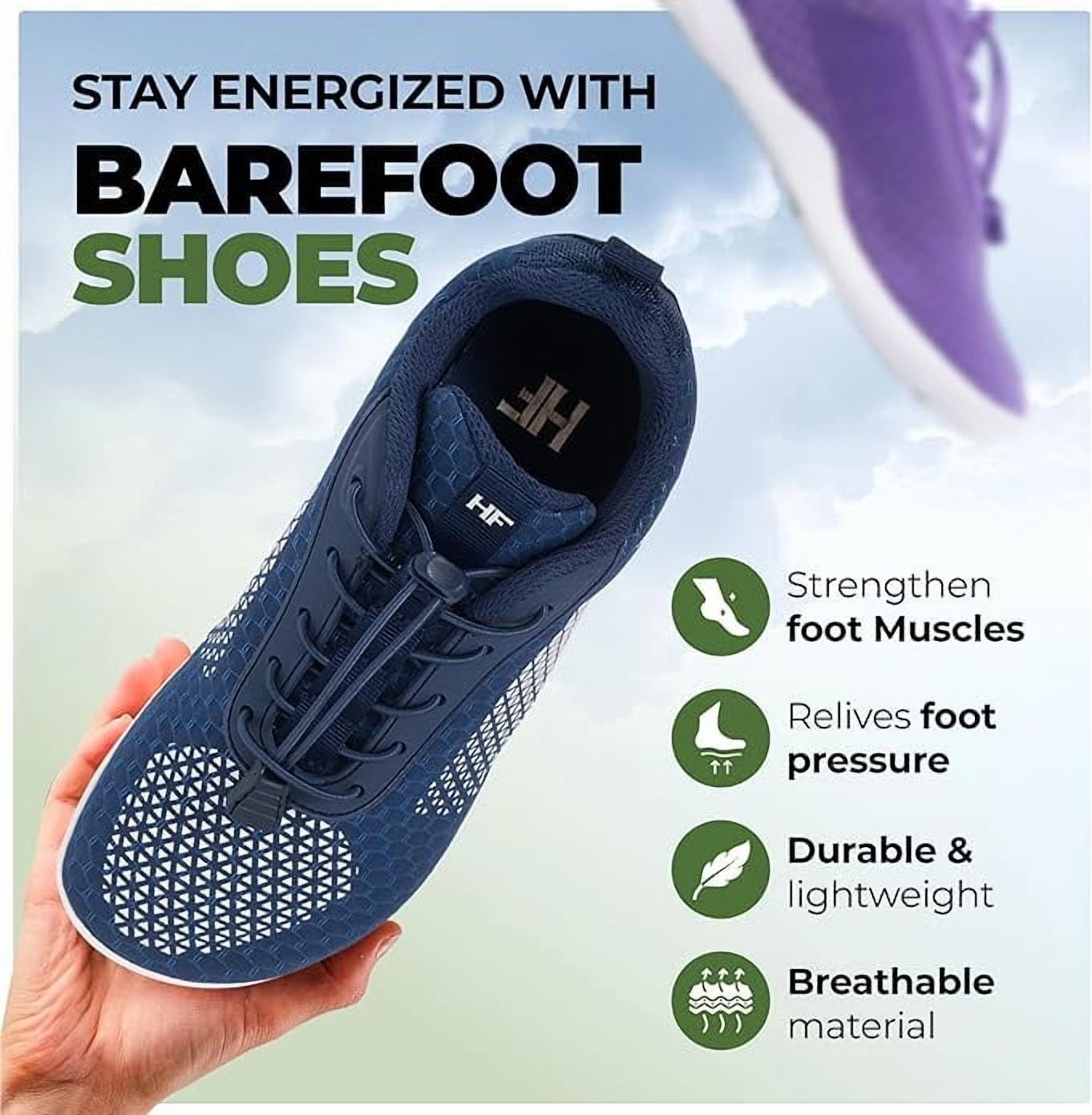 HF Flow Minimalist Barefoot Shoes for Men & Women | Zero Drop, Arch Support, Splash-Proof & Breathable Footwear | Lightweight Ergonomic Shoes for Pain Relief & Posture Correction | Unisex