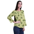 thumbnail image 3 of Moomaya Haut à Manches Longues Imprimé avec Patte de Boutonnage, Col Rond, Tunique d'Été Décontractée pour Femme, 3 of 5