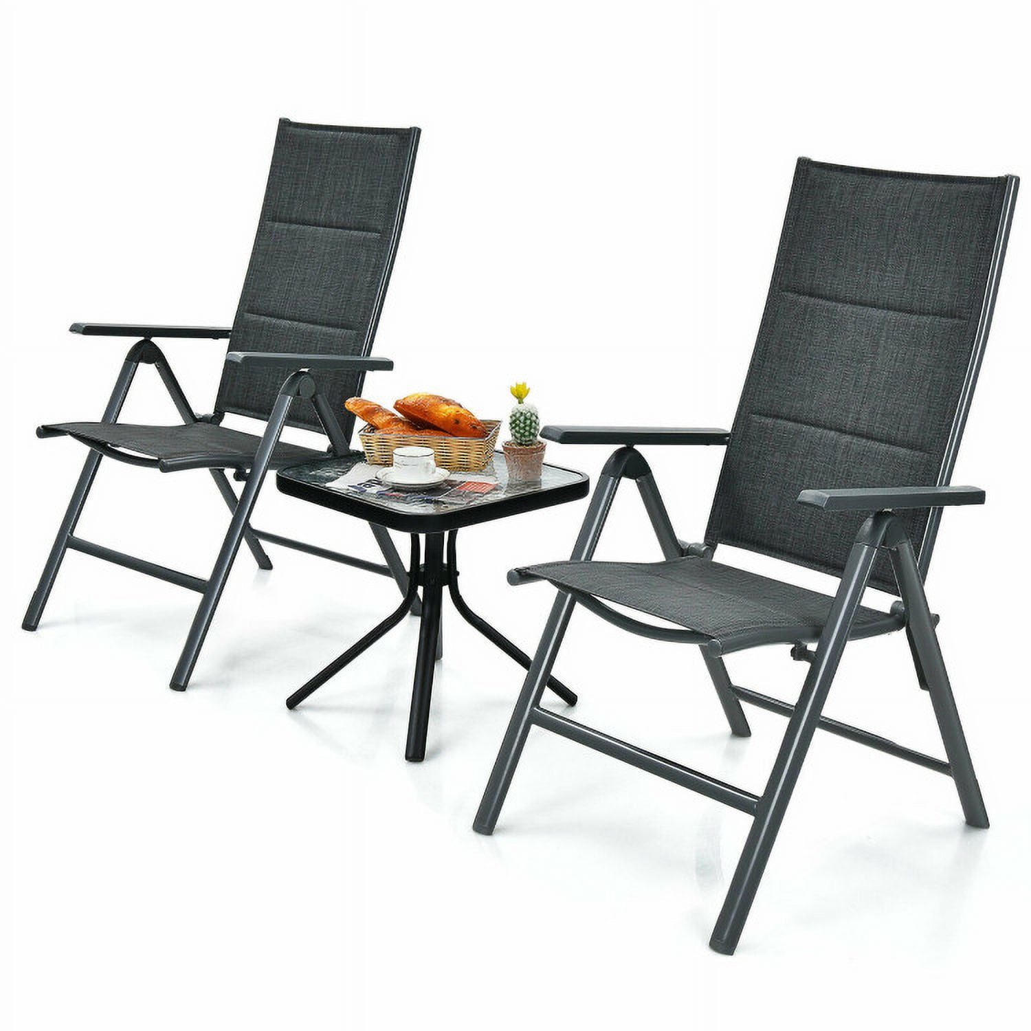 Aimee Lii 2 Pieces Patio Folding Dining Chairs with Aluminum Padded Adjustable, Outdoor Patio Set, Gray Aimee Lii 2 Pieces Patio Folding Dining Chairs with Aluminum Padded Adjustable, Outdoor Patio Set, Gray