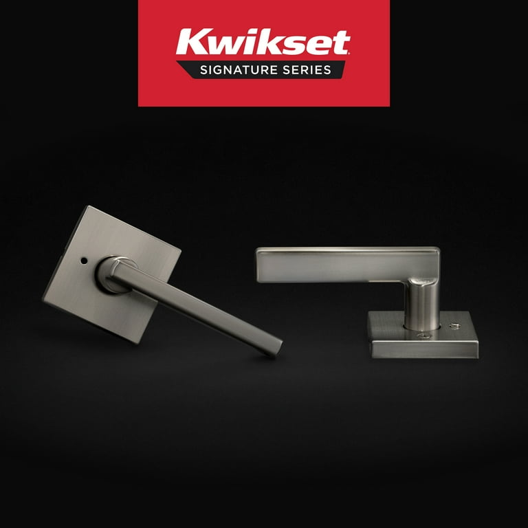 Kwikset Halifax Square Privacy Lever Doorknob Satin Nickel