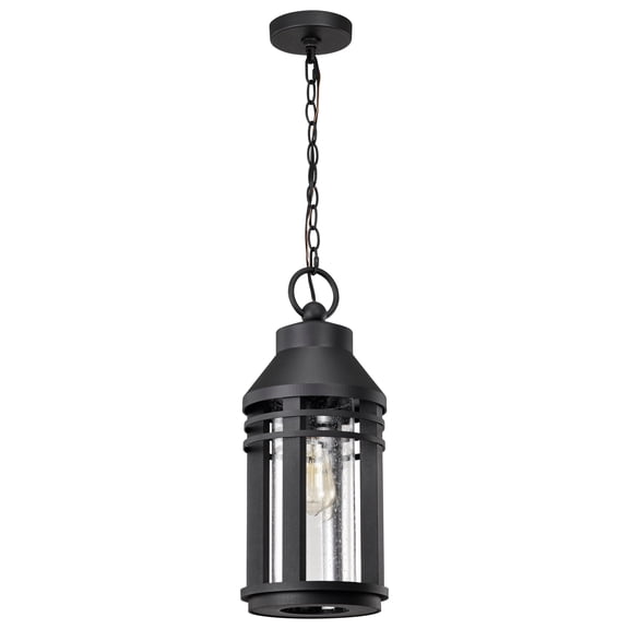 Nuvo Lighting Wilton 1 Light Hanging Lantern Matte Black with Clear Seeded Glass