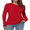 Red, variant on QUALFORT Women's Long Sleeve Shirts, 100% Cotton Crew Neck Long Sleeve T Shirt for Women, Soft Lightweight Casual Basic Cotton Top, White M
