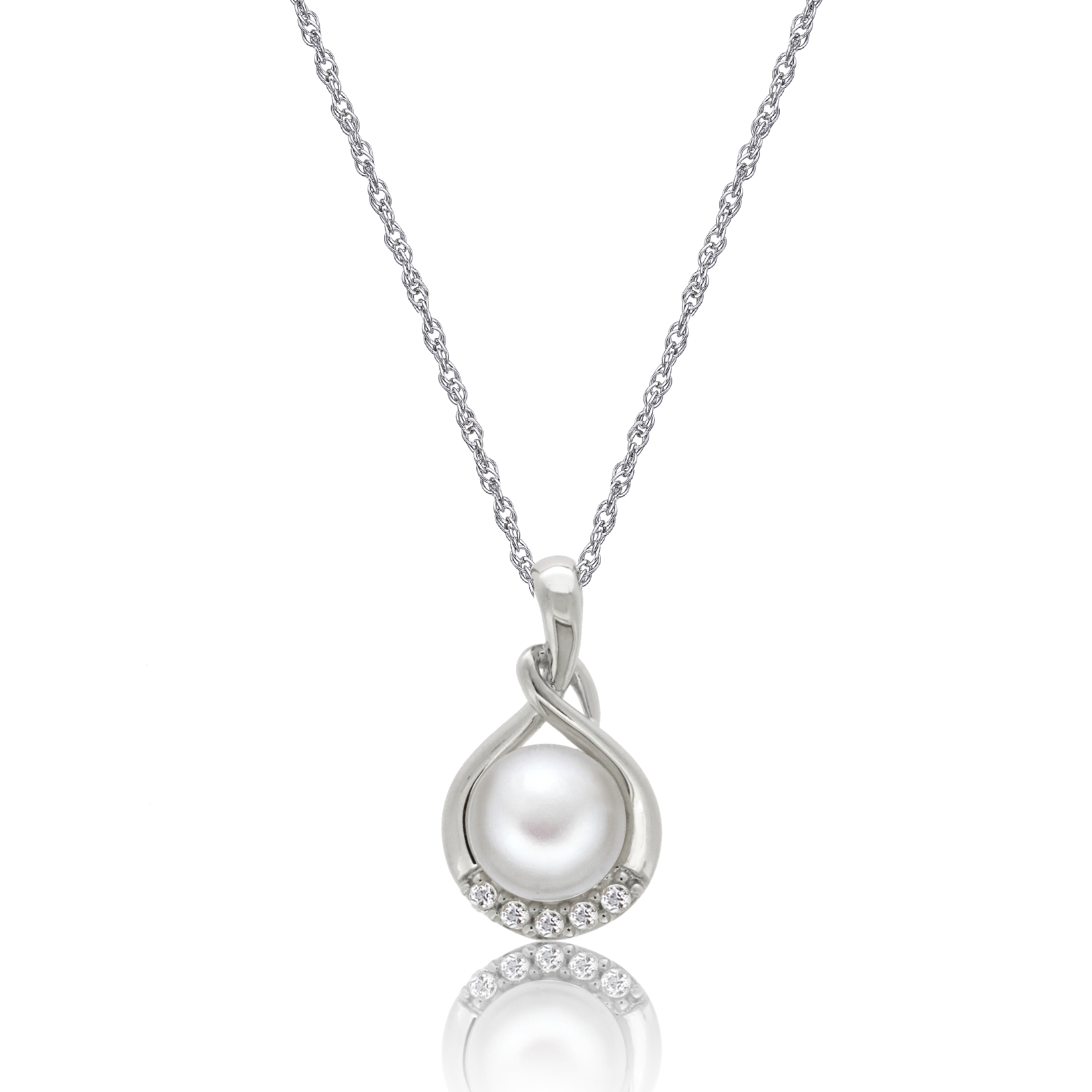 Brilliance 925 Sterling Silver Freshwater Pearl and Created White