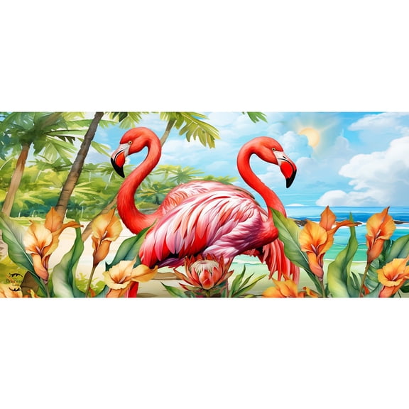 Briarwood Lane Summer Flamingo Pair Mini Mat 22x10 Indoor Outdoor For Summer Doormat