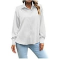 thumbnail image 1 of T-Shirts à Manches Longues pour Femmes Mode Décontractée Unie Col Rabattu Cardigan T-Shirt Ample Blouse Boutons Hauts T-Shirts Longs pour Femmes T-Shirts pour Femmes Mode, 1 of 4