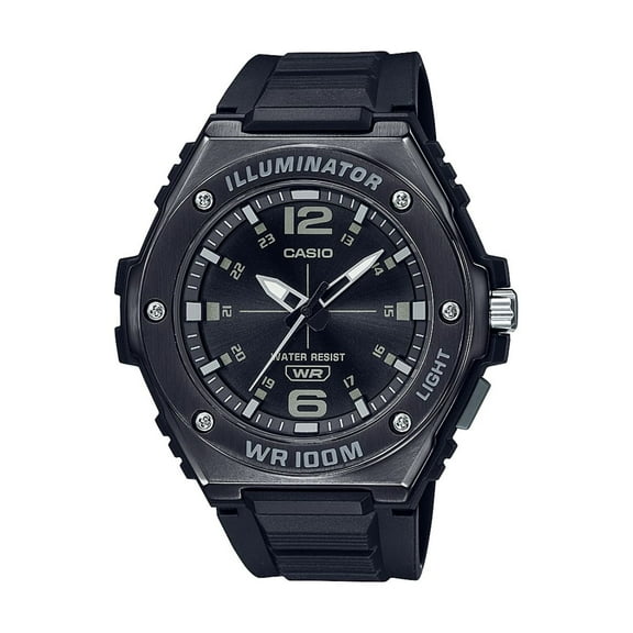 Casio Men's Black Metal Bezel Analog Watch MWA-100HB-1AV
