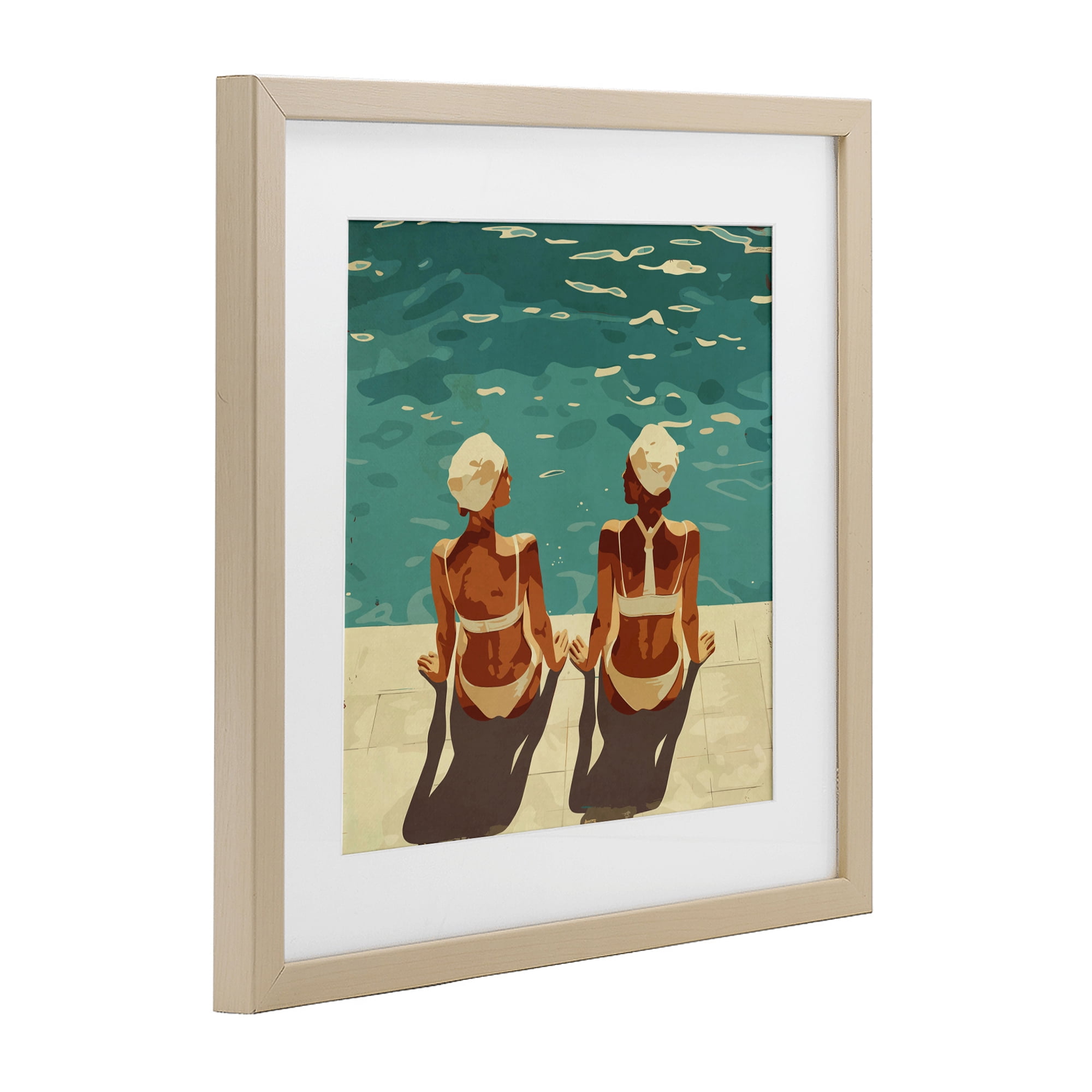 Stupell Industries Swimmer Friends Duo Birch Framed Print Under Glass, design by Layla Oz