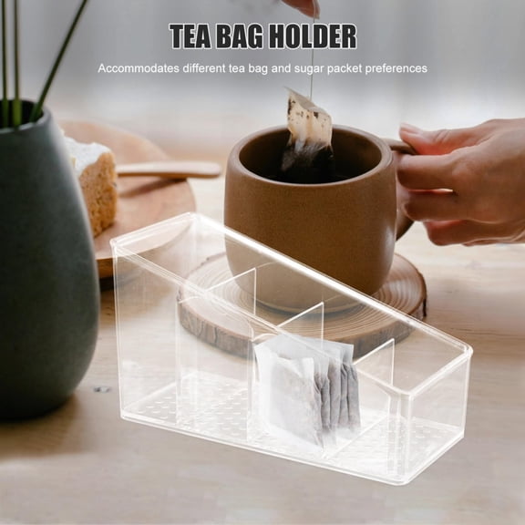Plastic Tea Bag & Coffee Seasoning Organizer – Compact Storage Box for Tea Bags, Sugar Packets, and Kitchen Countertop/Cabinet Use