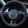 thumbnail image 1 of Car Styling Steering Wheel Cover Contrast Non-Slip Breathable PU Leatherette 38cm Black, 1 of 4
