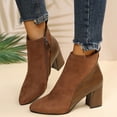 thumbnail image 2 of HBFAGFB Bottines pour Femmes à la Mode Automne Hiver Talon Haut Confortables Chaussures d'Automne Marron Taille 38, 2 of 9